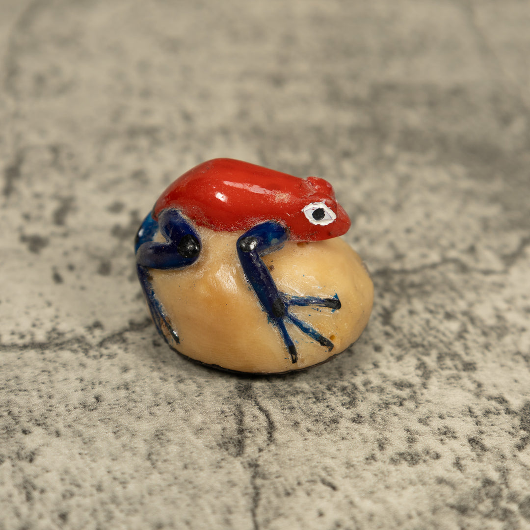 Vintage Red And Blue Poison Dart Frog Tagua Carving