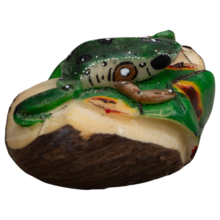 Green And White Poison Dart Frog Tagua Carving