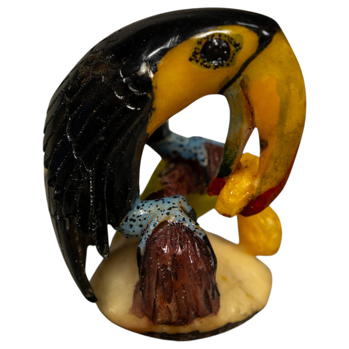 Black And Yellow Toucan Parrot Bird Tagua Carving