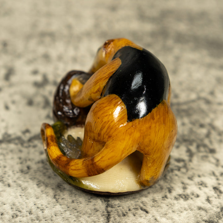 Brown And Black Anteater With Termit Nest Tagua Carving