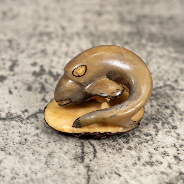 Vintage Gray Dolphin Tagua Carving
