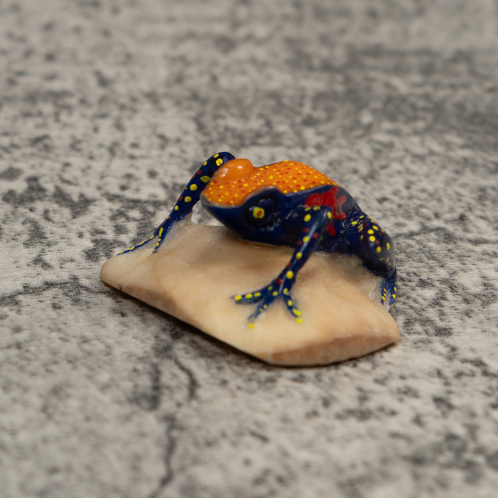 Black Orange And Yellow Poison Dart Frog Tagua Carving