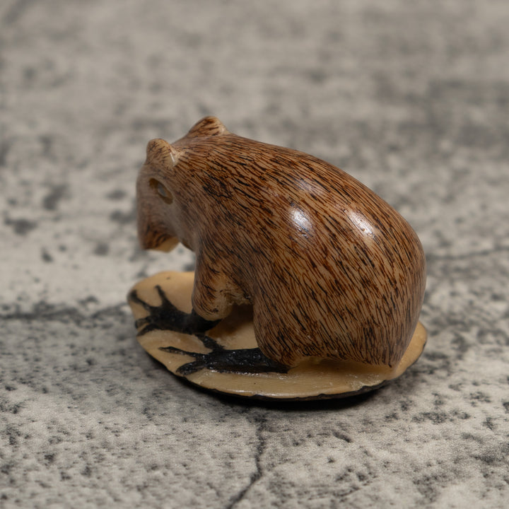 Vintage Brown And Black Neque Agouti Tagua Carving
