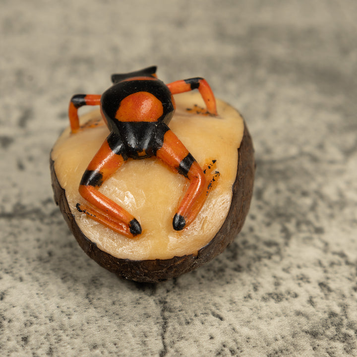 Black And Orange Poison Dart Frog Tagua Carving