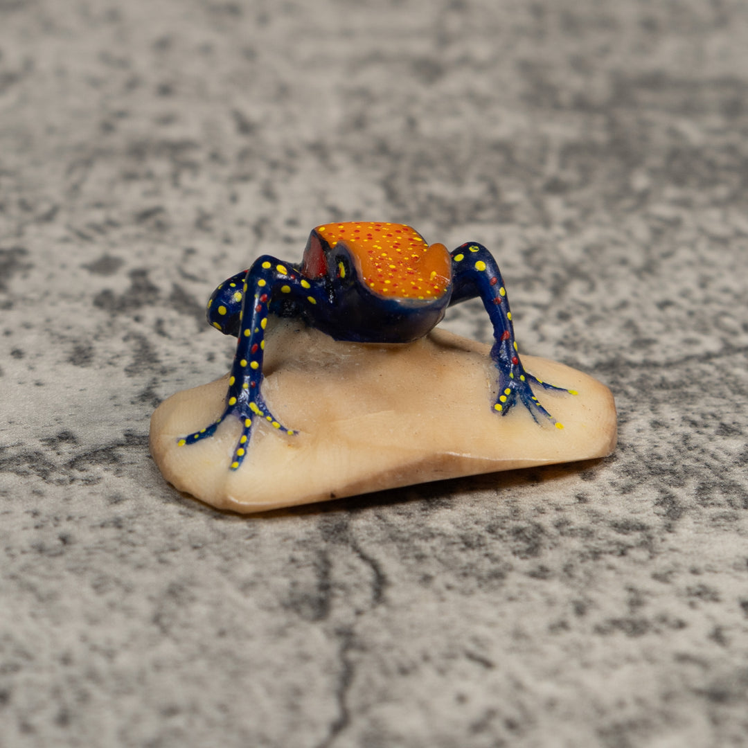 Black Orange And Yellow Poison Dart Frog Tagua Carving
