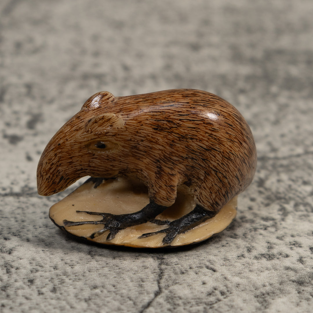Vintage Brown And Black Neque Agouti Tagua Carving