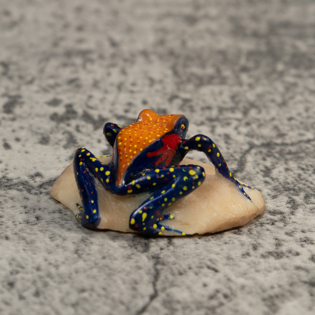 Black Orange And Yellow Poison Dart Frog Tagua Carving