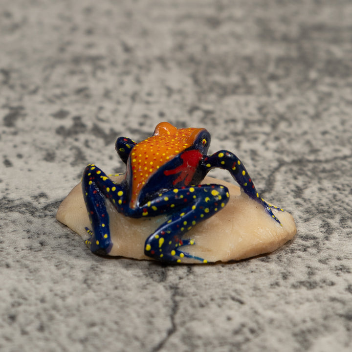 Black Orange And Yellow Poison Dart Frog Tagua Carving