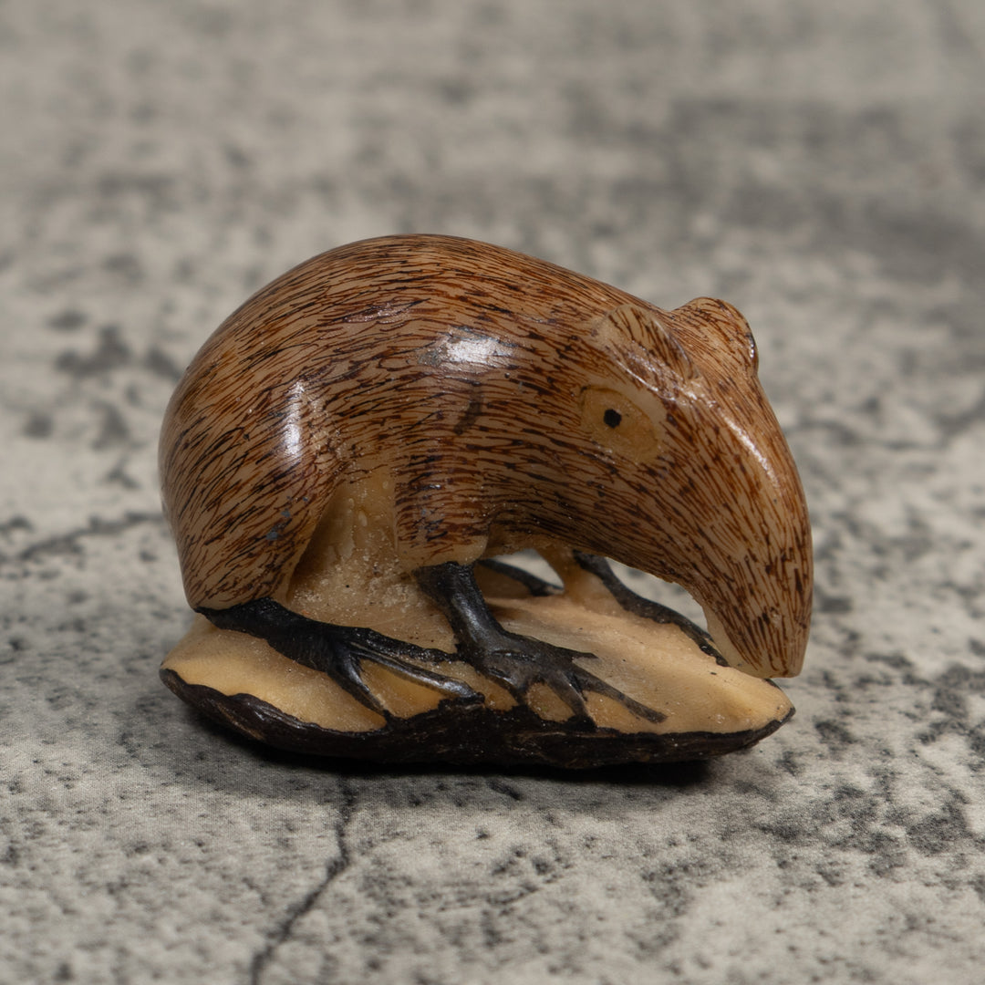 Vintage Brown And Black Neque Agouti Tagua Carving