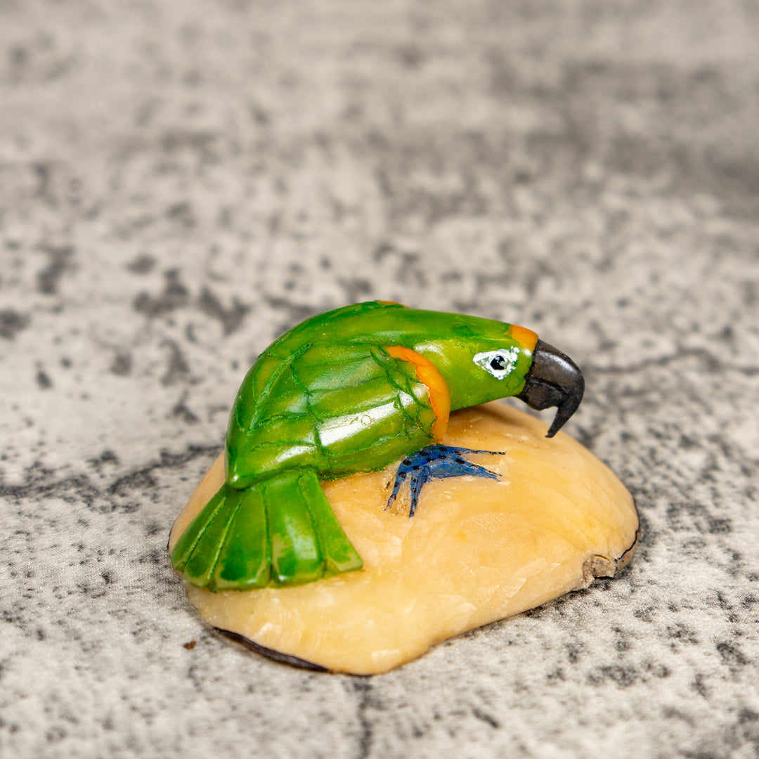 Green And Yellow Parrot Bird Tagua Carving