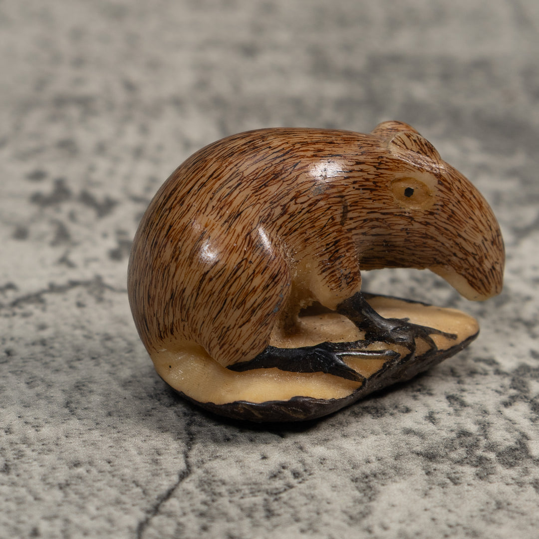 Vintage Brown And Black Neque Agouti Tagua Carving