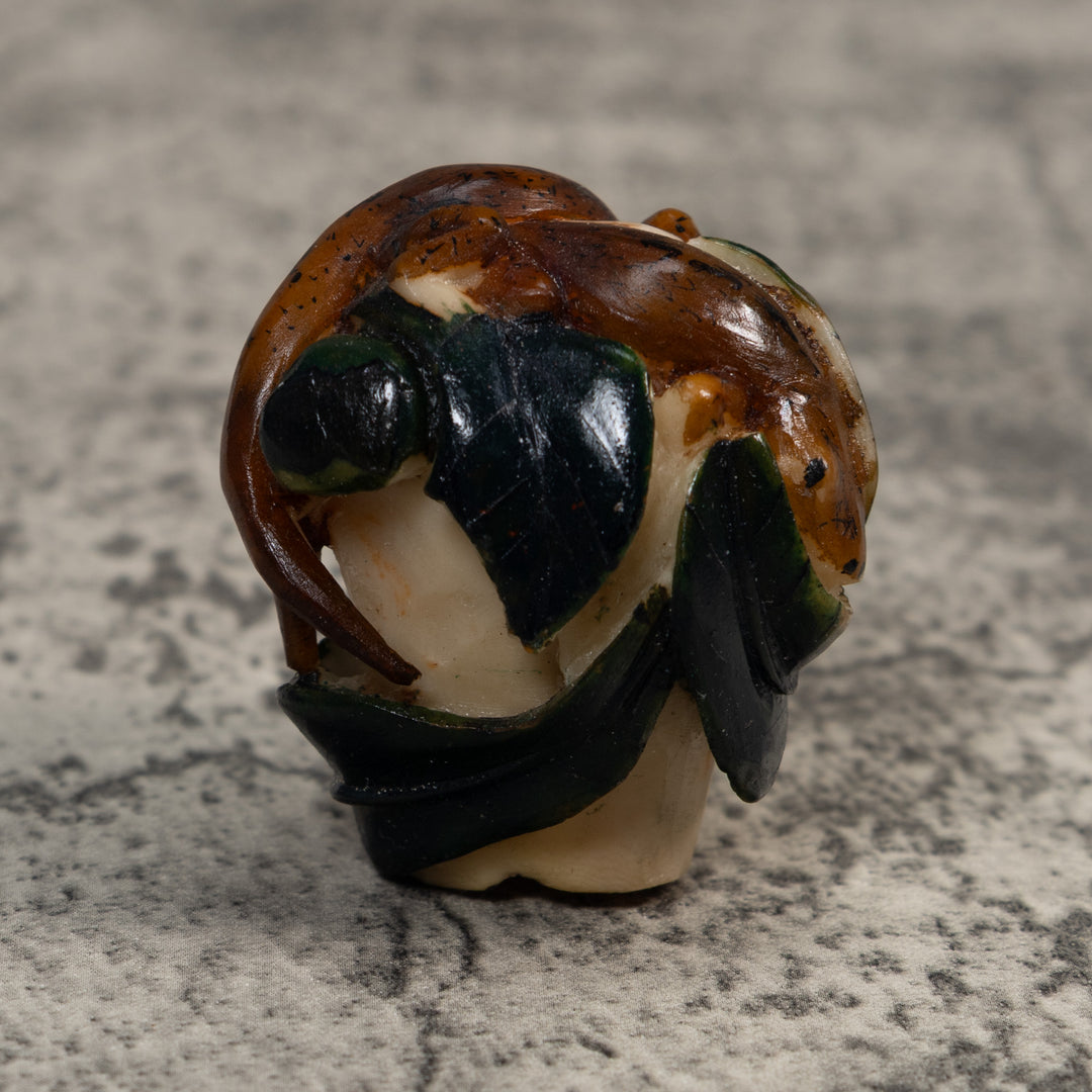 Double Brown Gecko Lizard Tagua Carving