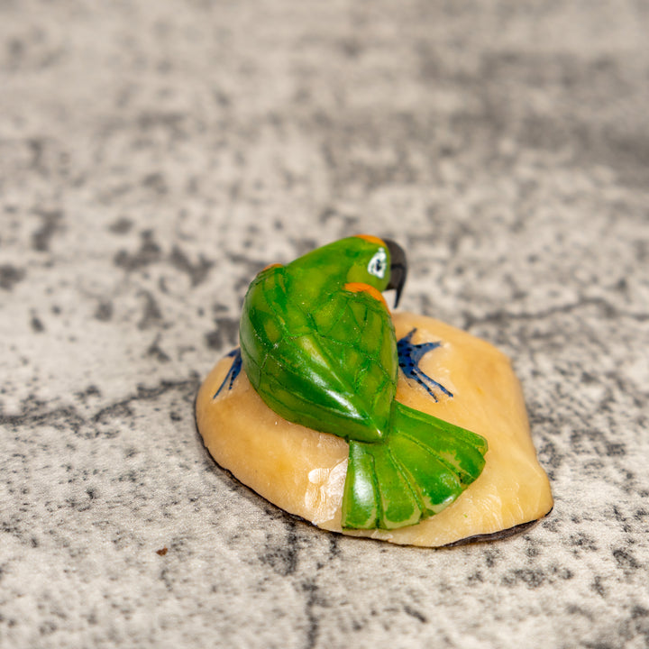 Green And Yellow Parrot Bird Tagua Carving
