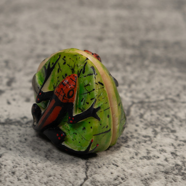 Double Red And Black Gecko Lizard Tagua Carving
