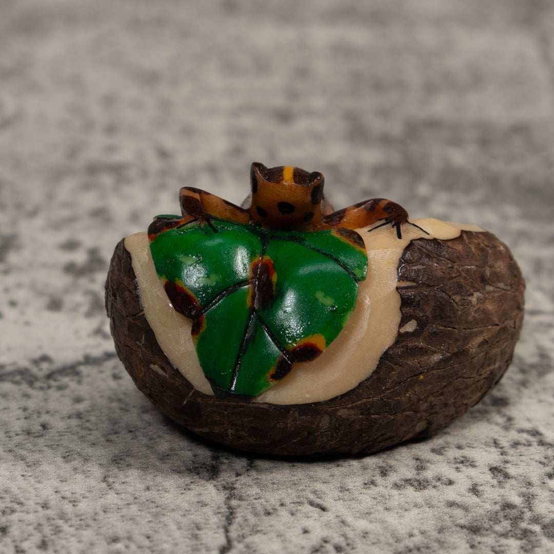 Black And Gold Poison Dart Frog Tagua Carving