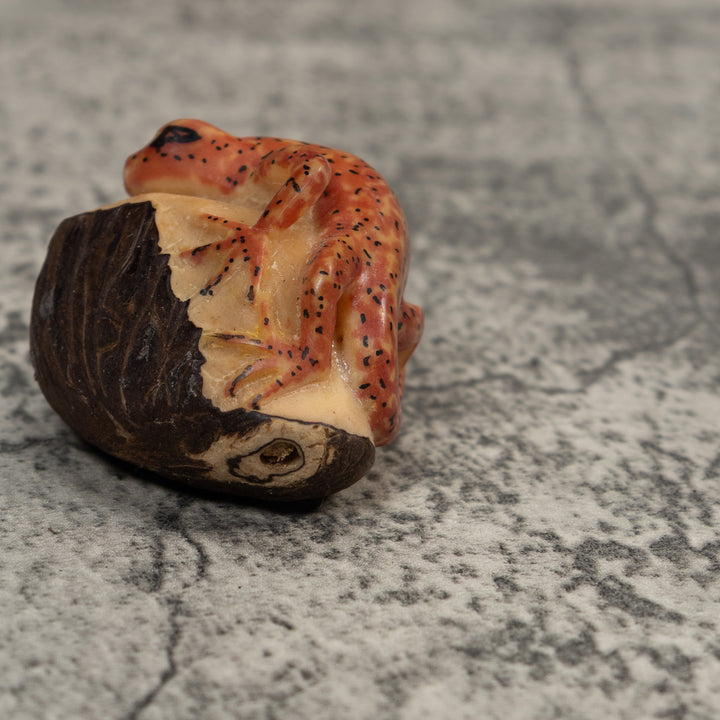 Brown Black Spots Gecko Lizard Tagua Carving