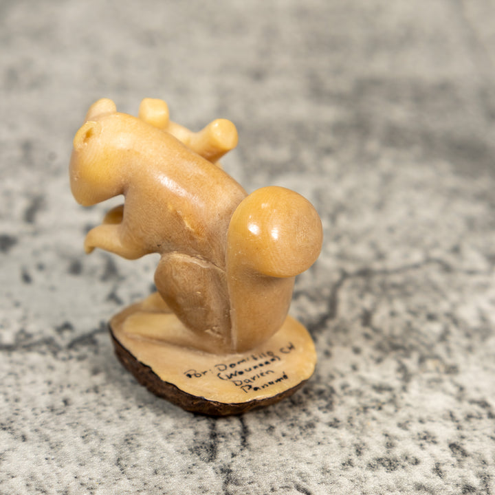 Vintage Natural White Squirrel Tagua Carving