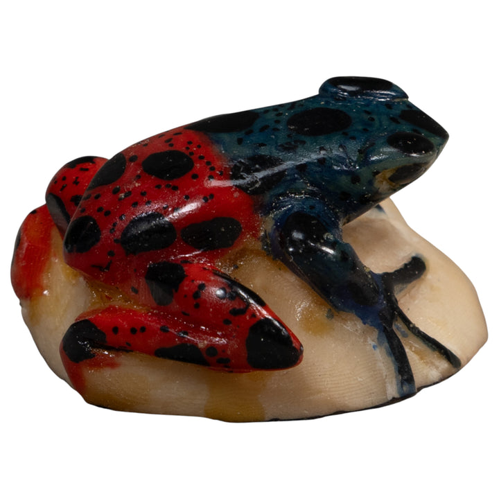 Vintage Blue Green And Black Poison Dart Frog Tagua Carving