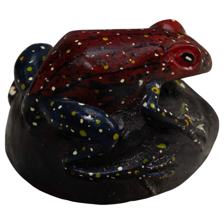 Vintage Black Yellow And Red Poison Dart Frog Tagua Carving
