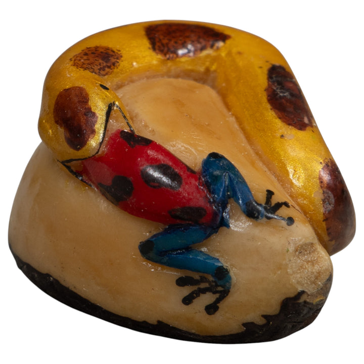 Vintage Snake Eating A Frog Tagua Carving