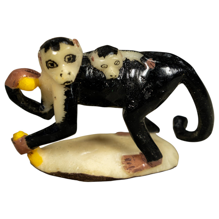 White Face Monkey With Infant Tagua Carving