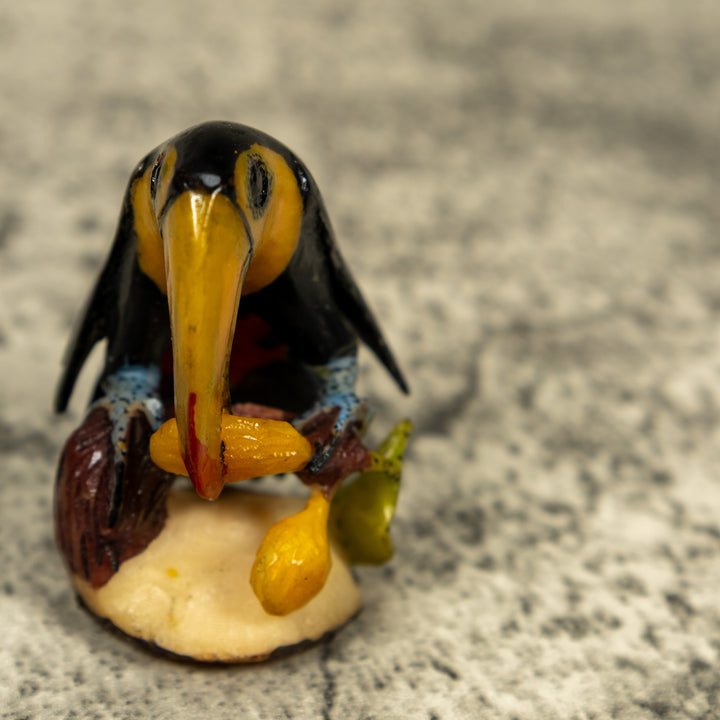 Black And Yellow Toucan Parrot Bird Tagua Carving