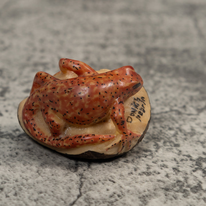 Brown Black Spots Gecko Lizard Tagua Carving