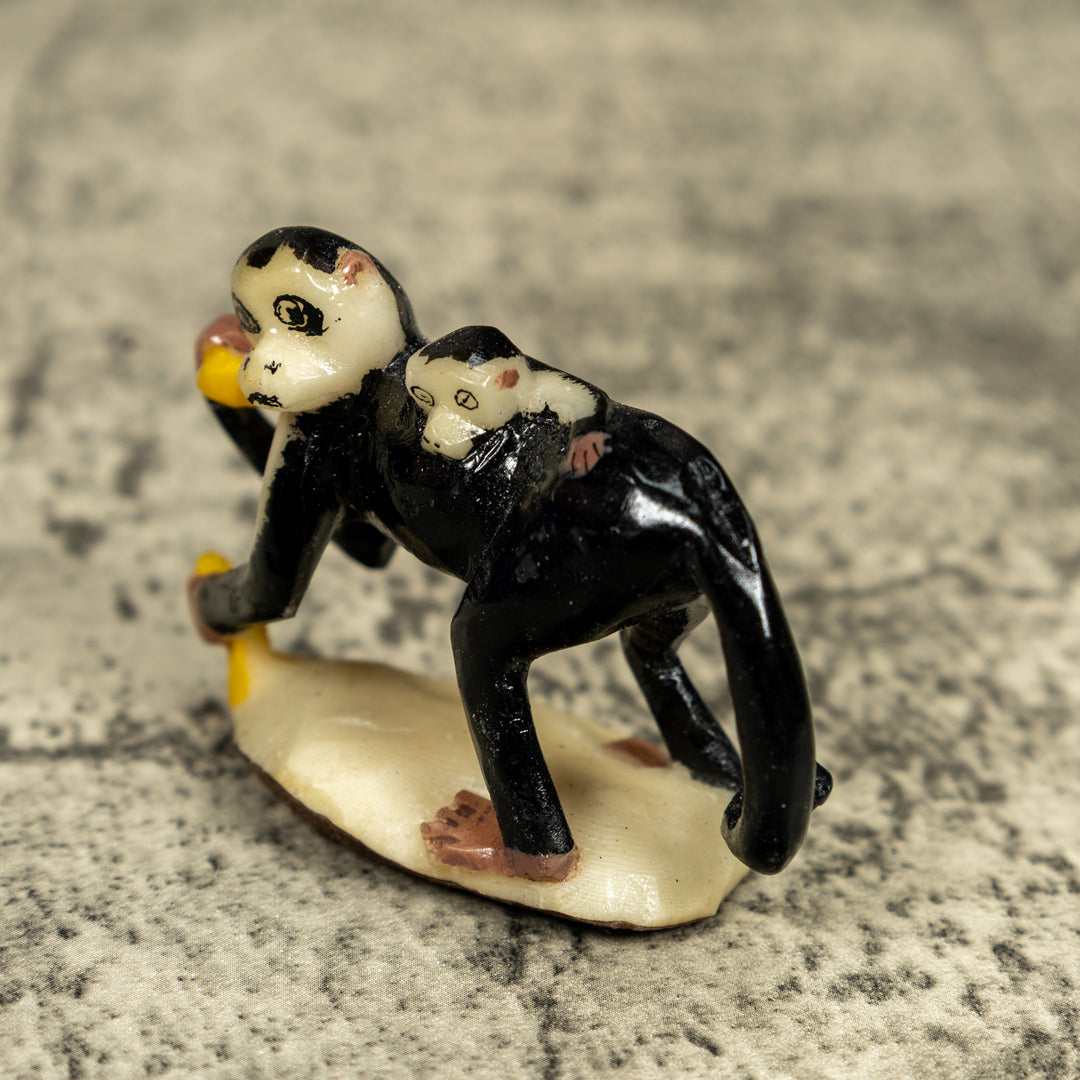 White Face Monkey With Infant Tagua Carving