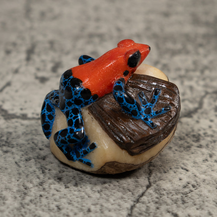 Red Blue And Black Poison Dart Frog Tagua Carving
