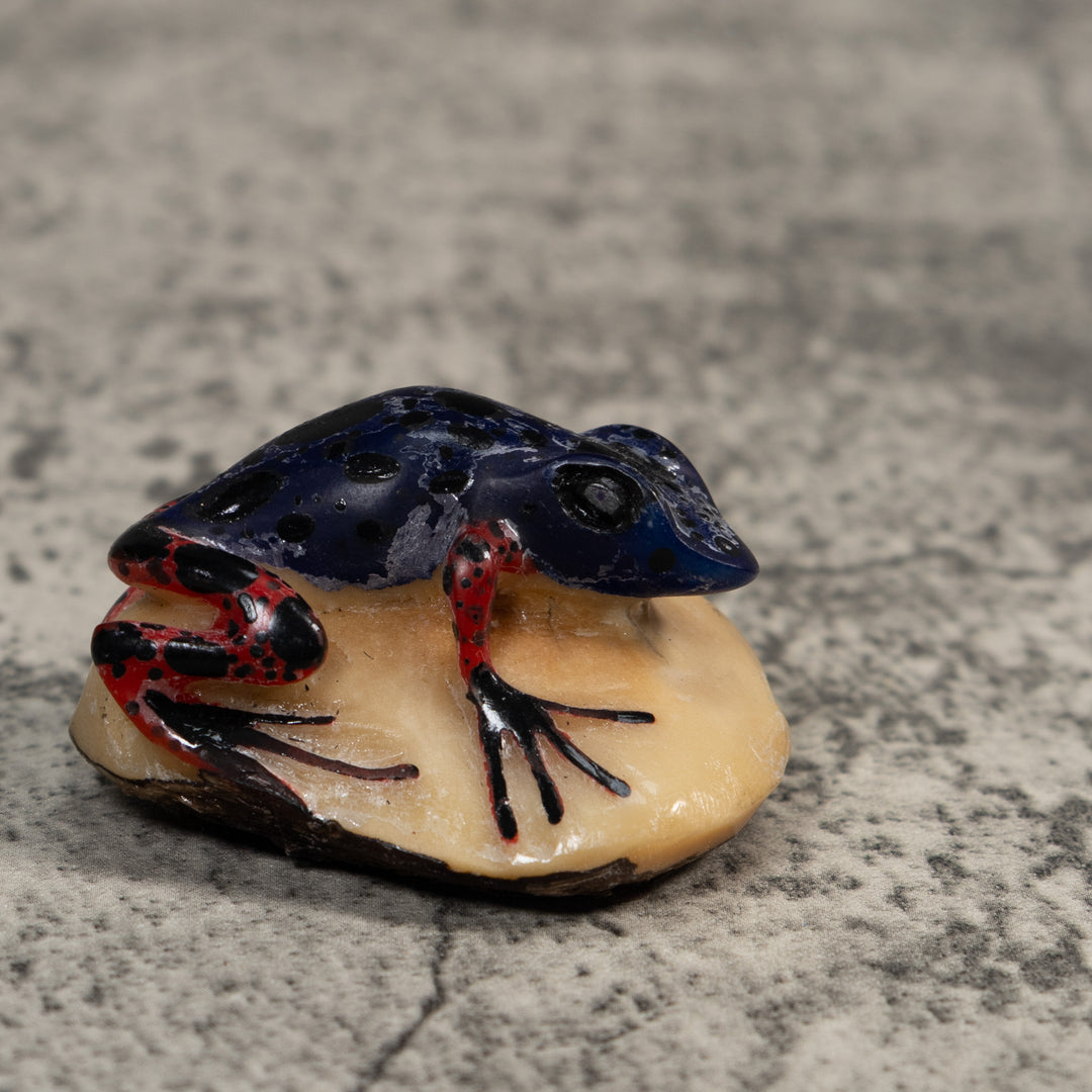 Red And Blue Poison Dart Frog Tagua Carving