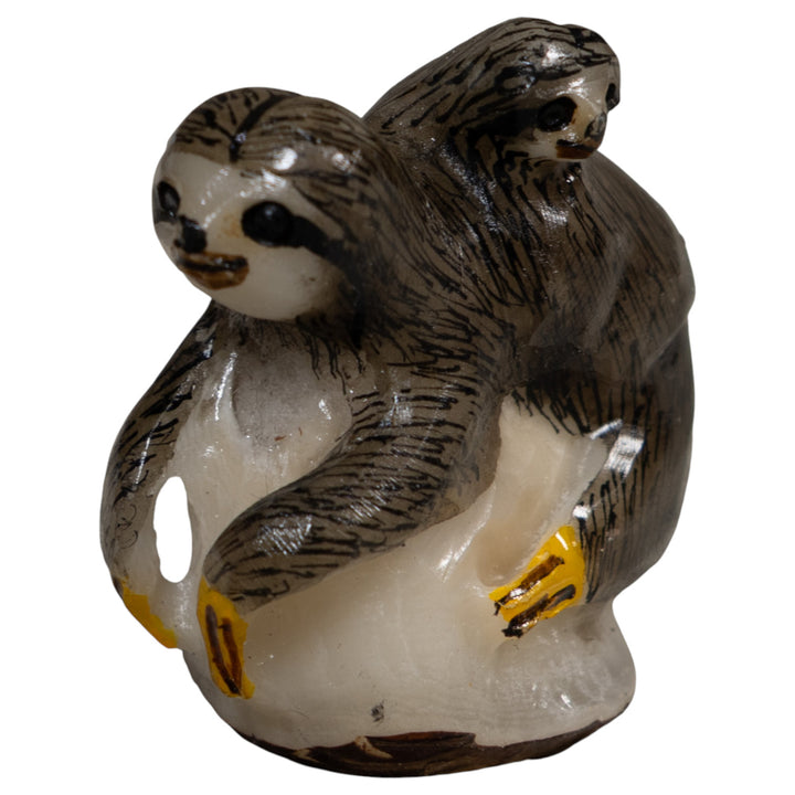 Gray Sloth With Cub Tagua Carving