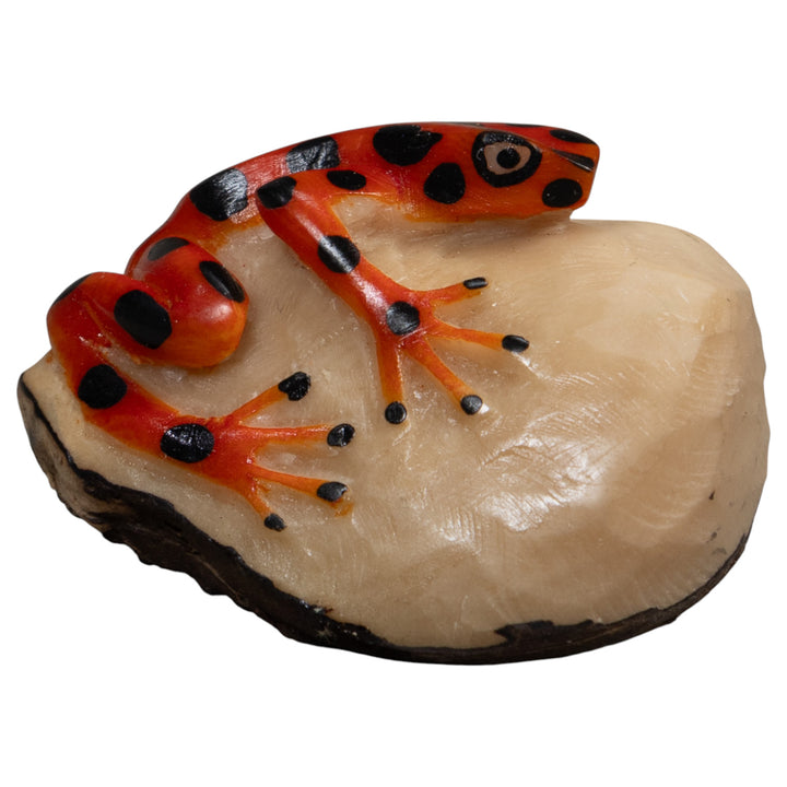 Vintage Red And Black Poison Dart Frog Tagua Carving