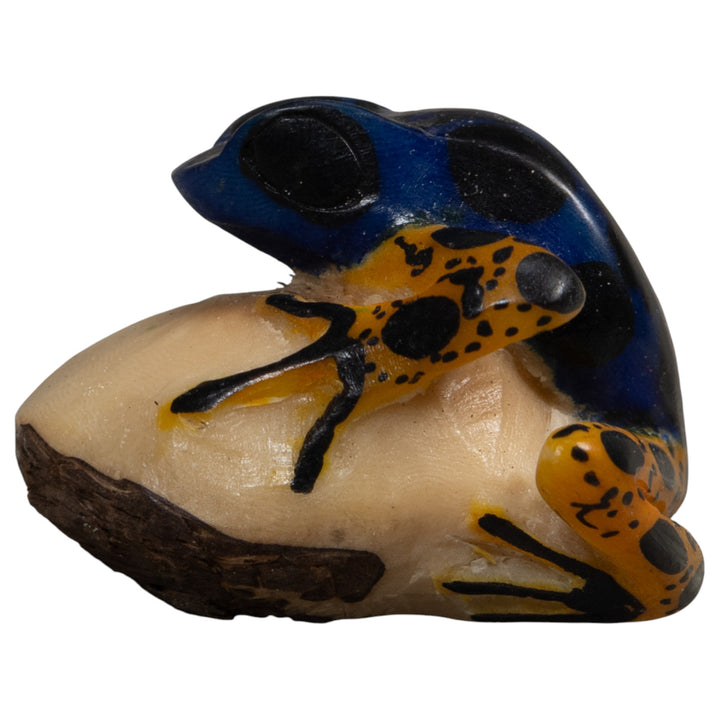 Vintage Blue And Orange Poison Dart Frog Tagua Carving