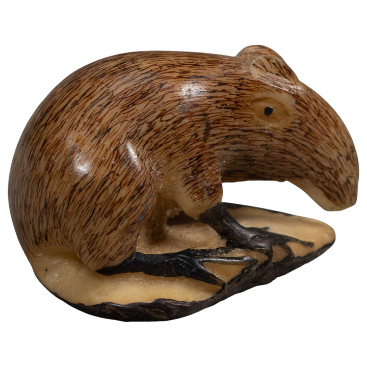 Vintage Brown And Black Neque Agouti Tagua Carving