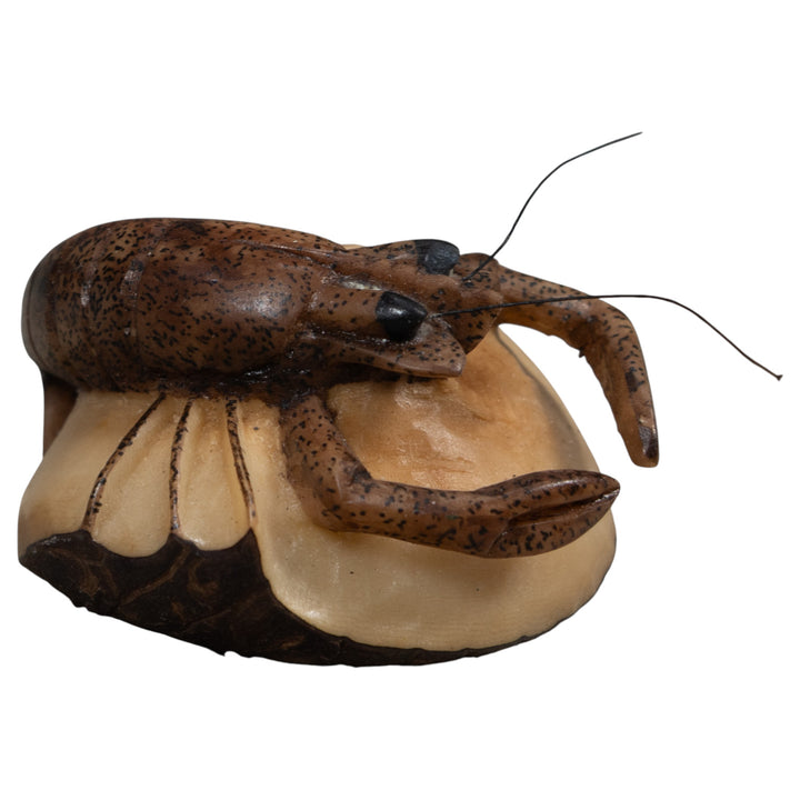 Vintage Brown Shrimp Tagua Carving