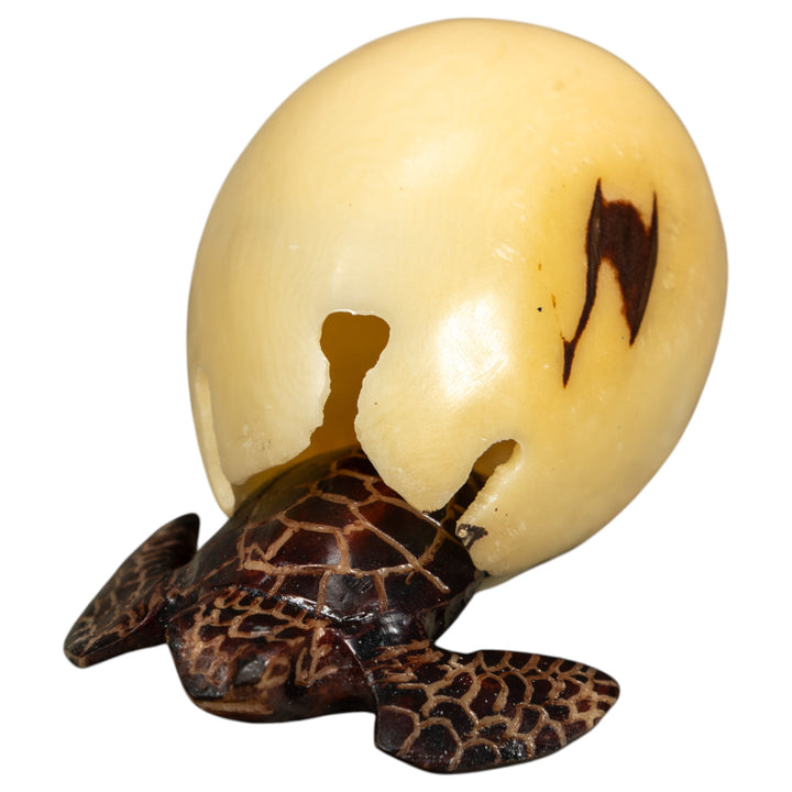 Sea Turtle And Removable Egg Tagua Carving