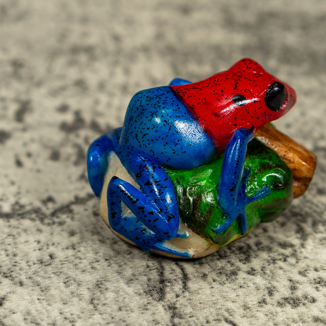 Red Blue And Green Poison Dart Frog Tagua Carving