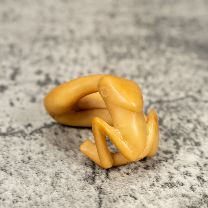 Natural White Snake Eating Frog Tagua Carving