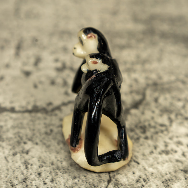 White Face Monkey With Infant Tagua Carving
