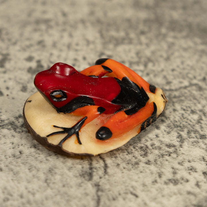 Orange Black And Red Poison Dart Frog Tagua Carving