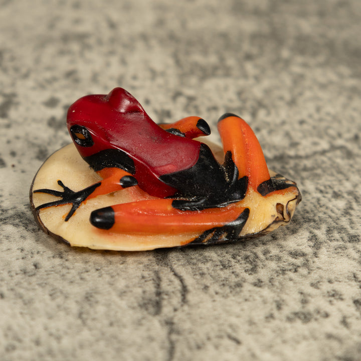 Orange Black And Red Poison Dart Frog Tagua Carving