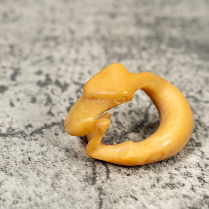 Natural White Snake Eating Frog Tagua Carving