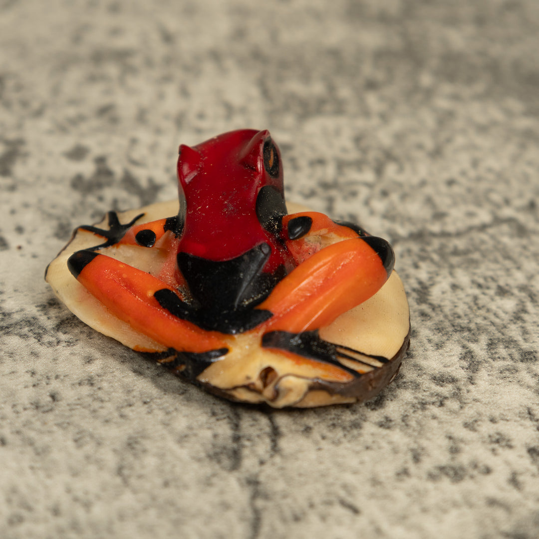 Orange Black And Red Poison Dart Frog Tagua Carving