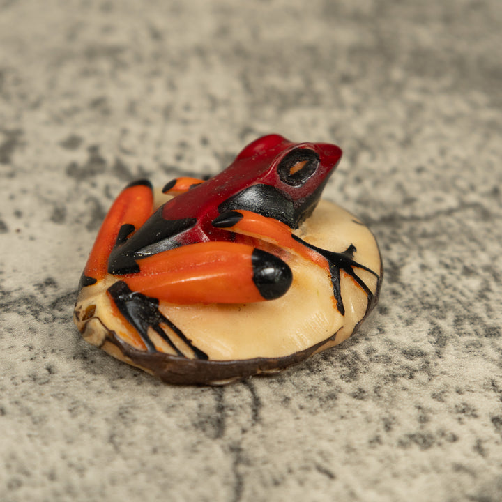 Orange Black And Red Poison Dart Frog Tagua Carving