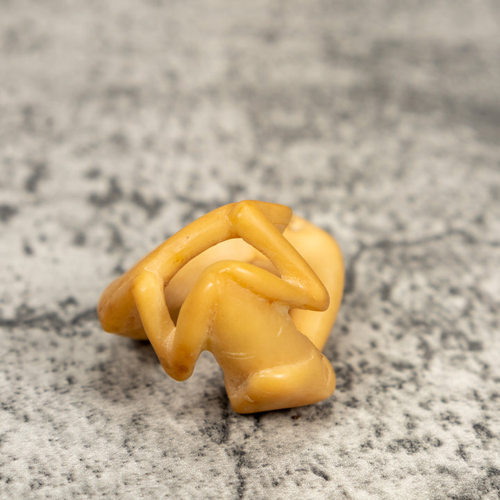 Natural White Snake Eating Frog Tagua Carving