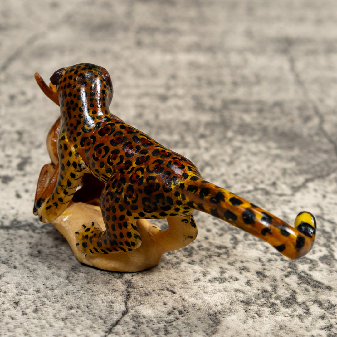 Vintage Jaguar With Kill Tagua Carving