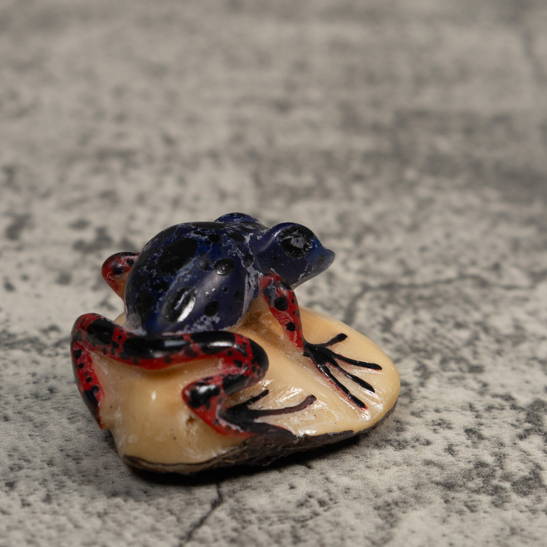 Red And Blue Poison Dart Frog Tagua Carving