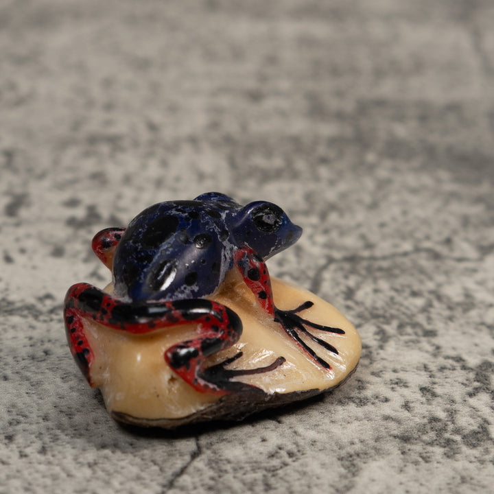Red And Blue Poison Dart Frog Tagua Carving