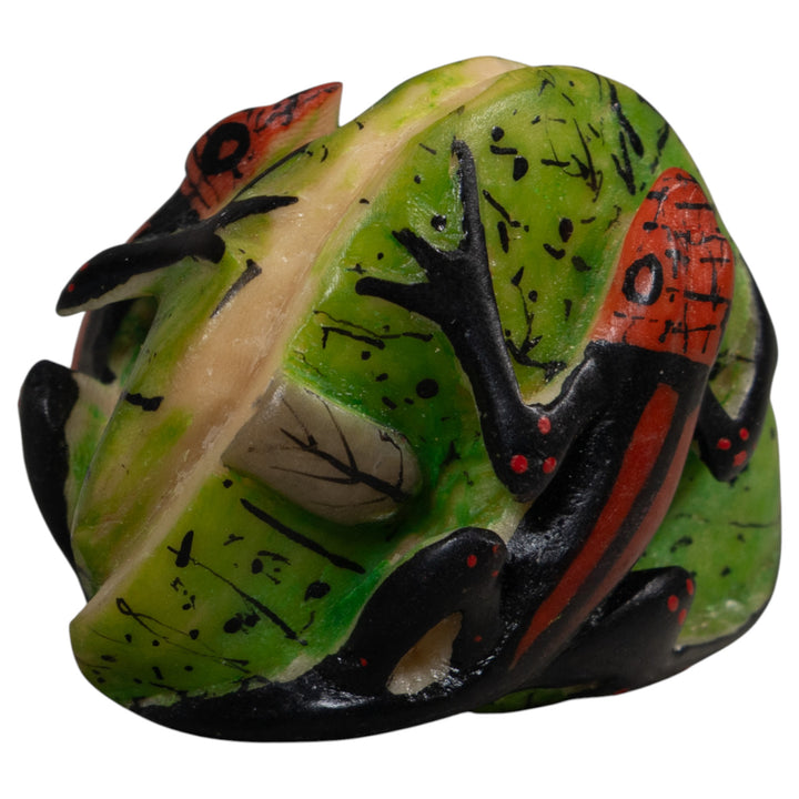 Double Red And Black Gecko Lizard Tagua Carving