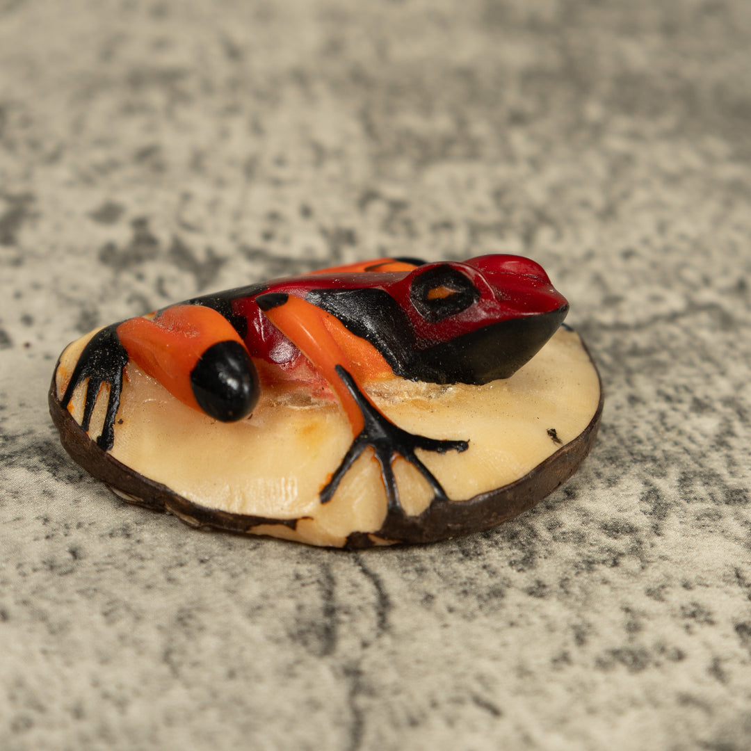 Orange Black And Red Poison Dart Frog Tagua Carving